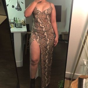 Snakeskin wrap around high slit dress BOGO 50% off